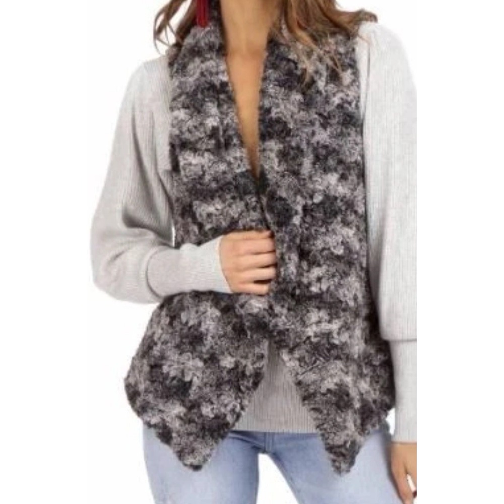 Show Me Your Mumu Vest Fausta Faux Fur  Wolfpack Soft Gray Womens Size XS